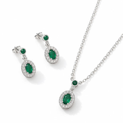 Set Piedra Verde Esmeralda con Microcircones