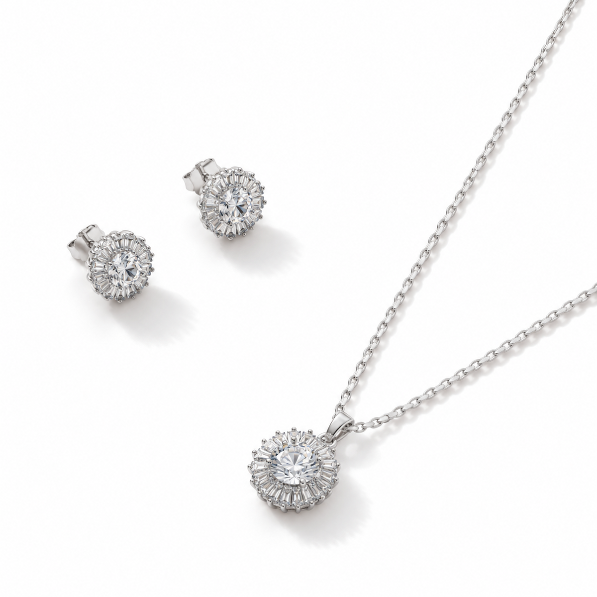 Set Piedra Central con Halo de Circones de Luz