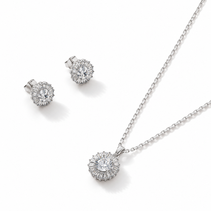 Set Piedra Central con Halo de Circones de Luz