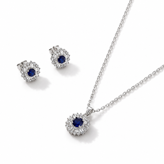 Set Piedra Central con Halo de Circones de Luz