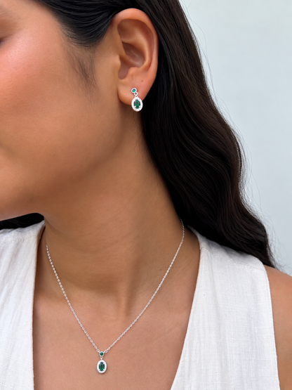 Set Piedra Verde Esmeralda con Microcircones